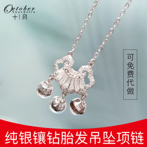 Baby fetal hair souvenir making long life lock S925 sterling silver necklace baby hair pendant DIY creative handmade
