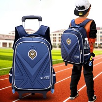 Childrens trolley school bag Primary school student hand-drawn car tow students with wheels Boys can climb the building can pull away