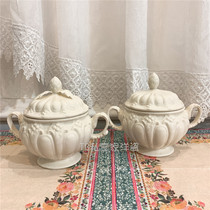 Exquisite ~ Exported to Europe New Bone Porcelain Small Stew Pot Carved Old Craft Storage Pot Retro Palace Dessert Pot