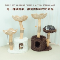 Solid wood cat climbing frame branch jumping platform small kitten shelf cat litter one does not occupy land sisal small apartment cat villa