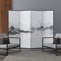 New Chinese screen partition Living room entrance tea room occlusion Hotel meeting room Modern simple solid wood mobile folding