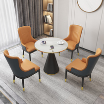 Negotiation table and chair combination charging milk tea shop sales office reception light luxury Rock board small round table Net red table four chairs