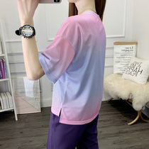  Explore outdoor sports color mesh quick-drying clothes womens short-sleeved summer round neck thin ice silk hiking quick-drying T-shirt