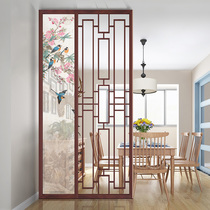 Chinese screen partition modern simple home entry door barrier porch small apartment Solid Wood Hollow Wood grille log