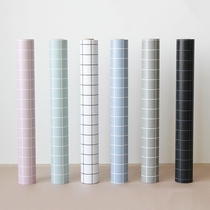 PVC self-adhesive wallpaper black and white plaid ins wind bedroom living room bedroom background wall decoration ten meters long waterproof wallpaper
