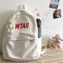 School bag Korean version of high school Harajuku ulzzang womens backpack junior high school students simple Joker canvas backpack ins tide