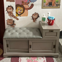Entering the door solid wood shoe stool shoe cabinet home multi-function door porch cabinet American country can sit bench bench
