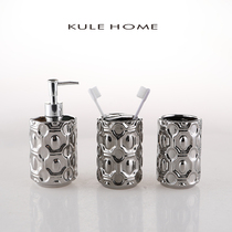 KULE HOME ceramic hand sanitizer Shower Gel Shampoo Press lotion bottling lotion bottling mouthwash toothbrush cup tooth cylinder