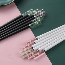  Chopsticks amber cherry blossom high-end alloy chopsticks personality non-slip Japanese chopsticks household antibacterial high temperature resistant creative net red