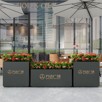 Outdoor wrought iron box combination simple Road terrace flower bed milk tea shop sales department square flower slot customization