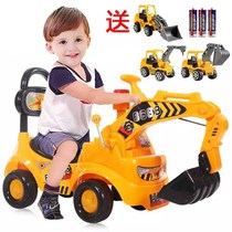 Can ride a large scooter childrens excavator with music excavator twist car can sit on human toy car engineering car