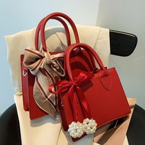 Cole Koery leather Women bag summer 2021 new advanced sense shoulder crossbody carry red wedding bridal bag