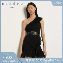 Sandro 2020 spring and summer new women's slant shoulder collar Ruffle fantasy understanding knitting half skirt sfpju00346