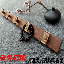 New Chinese clothes hook black walnut solid wood coat hook Wall non-perforated wall entry door hanger