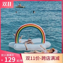 Han INS adult floating row swimming circle water Rainbow Island floating bed Children beach recliner seaside playing water surfing