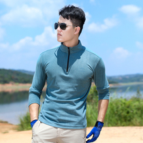 Outdoor sports quick-drying clothes mens long-sleeved T-shirt jacket plus velvet fleece warm mountaineering hiking sweat absorption breathable autumn