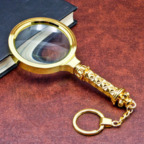 HD flower stalks metal magnifier 60mm 5 times handheld reading magnifier with Keychain