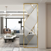 Light luxury Changhong glass partition wall living room Chinese style modern simple entrance shelter decorative stainless steel screen