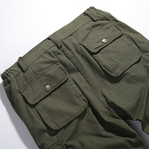 Cotton overalls mens autumn outdoor through pants thick wear-resistant loose labor protection pants camouflage pants multi-pocket trousers