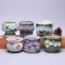 Korean minimalist creative handmade hand-painted living room desktop pinching multi-meat flowerpot ceramic flowerpot size flowerpot