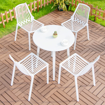 Outdoor table and chair casual simple Net red Nordic milk tea shop plastic chair courtyard garden terrace outdoor iron dining table