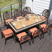 Cast Aluminum Tile Table And Chairs Outdoor Patio Garden Casual Balcony Tea Table Outdoor Yard Waterproof Open-air Outside Pendulum