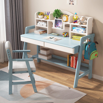 Solid wood desk and chair set simple family Boys and Girls childrens desks primary school students can lift and learn to write table