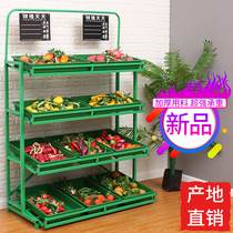 Vegetable shelves fruit display stands trapezoidal vegetable shelves supermarkets vegetable and fruit fresh shops layout of multi-layer steel Wood