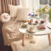 Simple solid wood floating window table Japanese tatami balcony coffee table Nordic small table Kang table bedroom carpet Round Table