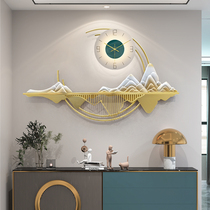 New Chinese watch and clock wall clock living room 3D three-dimensional decoration wall clock restaurant porch modern light luxury wall hanging clock lamp