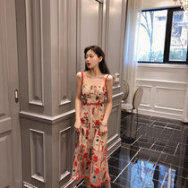 2021 summer new very fairy platycodon grandiflorum French retro gentle wind super fairy embroidery hollow belt dress women