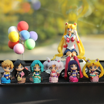 Beauty girl warrior Q version doll car decoration creative moon hare car interior decoration car decoration model