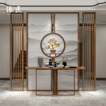 New Chinese style solid wood screen partition porch living room hotel lobby tea room box landscape fence background wall seat screen