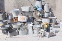 Iron fleshy flowerpot American pastoral garden decoration gardening plant flower bucket ornaments retro sticker printer