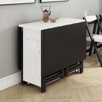 Dining table small apartment folding solid wood simple modern 2 saving space 4 chairs home 6 multifunctional 8 people retractable dining table