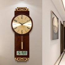 New Chinese silent hanging mute living room home creative Chinese style clock perpetual calendar fashion clock wall clock