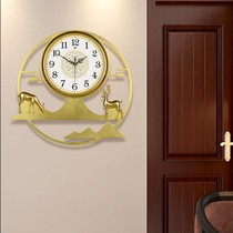 New Chinese wall clock Household Chinese style creative clock table Atmospheric living room simple wood decoration silent quartz clock