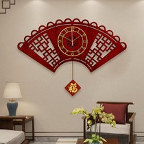 New Chinese wall clock atmospheric mute classical personality fashion hanging watch Chinese style clock Simple household watch living room