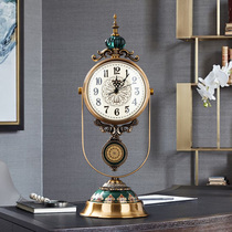 European retro table clock Household desktop pendulum clock American clock Desktop placement table clock sitting clock Living room clock ornaments