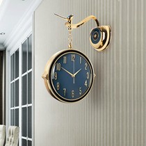 European double-sided wall clock enamel color light luxury atmospheric clock living room Fashion Home personality creative wall quartz clock