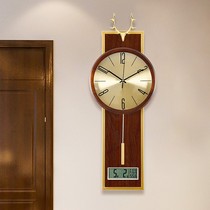 New Chinese living room wall clock creative Chinese style deer head simple atmospheric fashion decoration home silent quartz clock