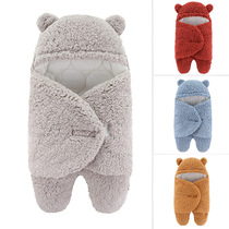 Baby blankets are thickened autumn and winter newborns newborn cotton with caps to keep warm men and women babies out swaddling