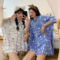 2021 new summer Japanese sweet girlfriends pajamas women loose can wear loose shorts home clothes two sets