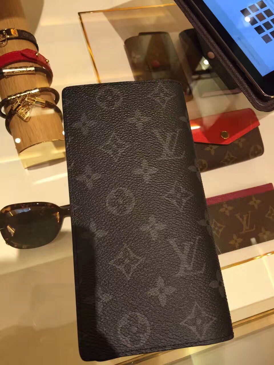 lv钱包 男 男包 新款 男士黑格 黑灰老花长款钱包 法国代购