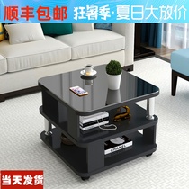 Removable small coffee table simple modern household small apartment table living room sofa side table balcony with wheel small square table