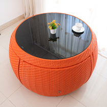 Outdoor table and chair combination Modern simple rattan woven creative outdoor open-air courtyard garden leisure waterproof rattan chair furniture