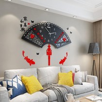 Sector hanging clock Living room Nordic creative fashion Chinese clock Home mute atmospheric quartz clock Table China Wind