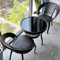 Rattan chair Three sets of balcony small table and chairs Woven Living Room Bedroom Home Casual Small Tea Table Backrest Chair Combination