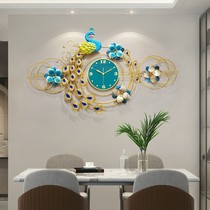 New Chinese watch and clock wall clock background wall atmospheric decoration Peacock personality creative home fashion living room silent clock