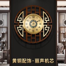 2022 new Chinese style hanging clock living room home fashion light extravagant clock creativity to decorate pure copper atmosphere round clock